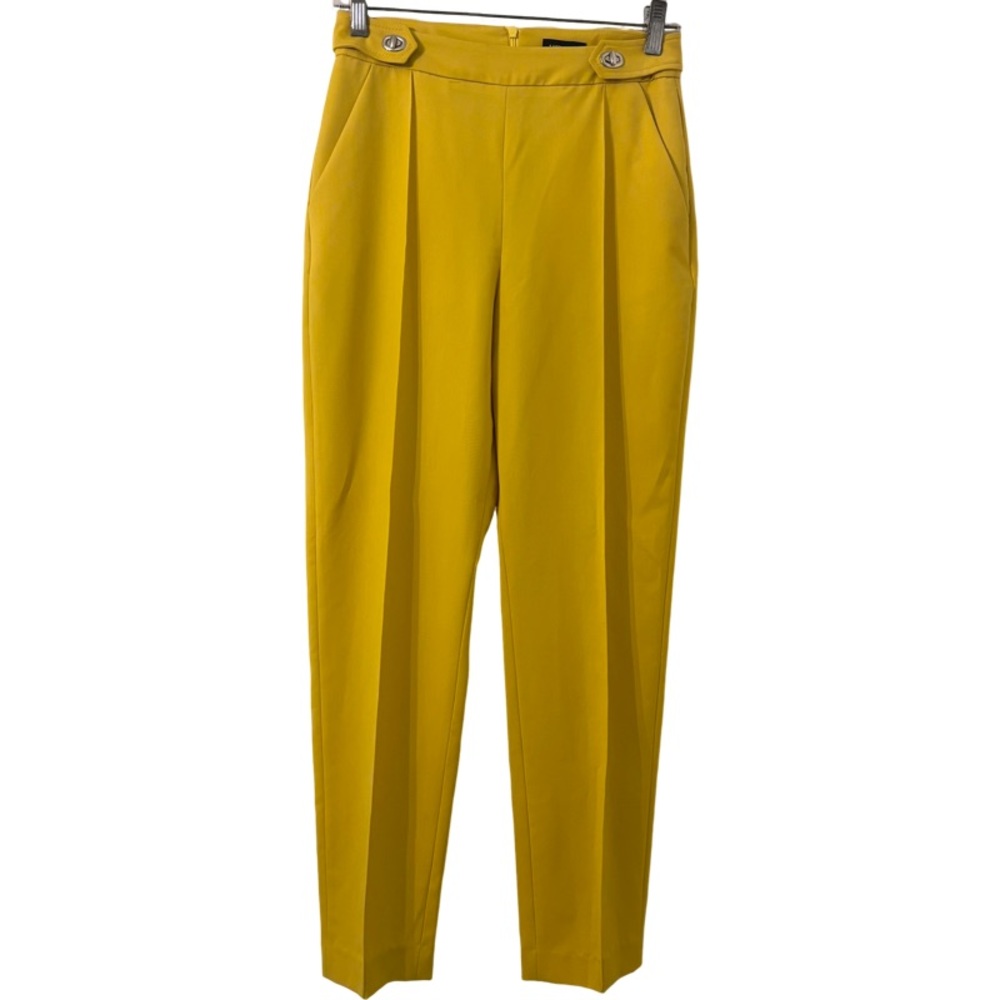 Karen Millen Polished Seam Detail Slim-fit Trouser in Yellow Size 2 - Picture 4 of 8